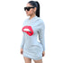 Red Lips Sexy Mini Hooded Dress With Pocket #Hooded